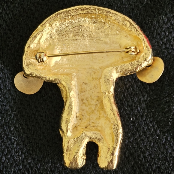 24K Gold Plated Mayan Aztec Brooch - Picture 3 of 3